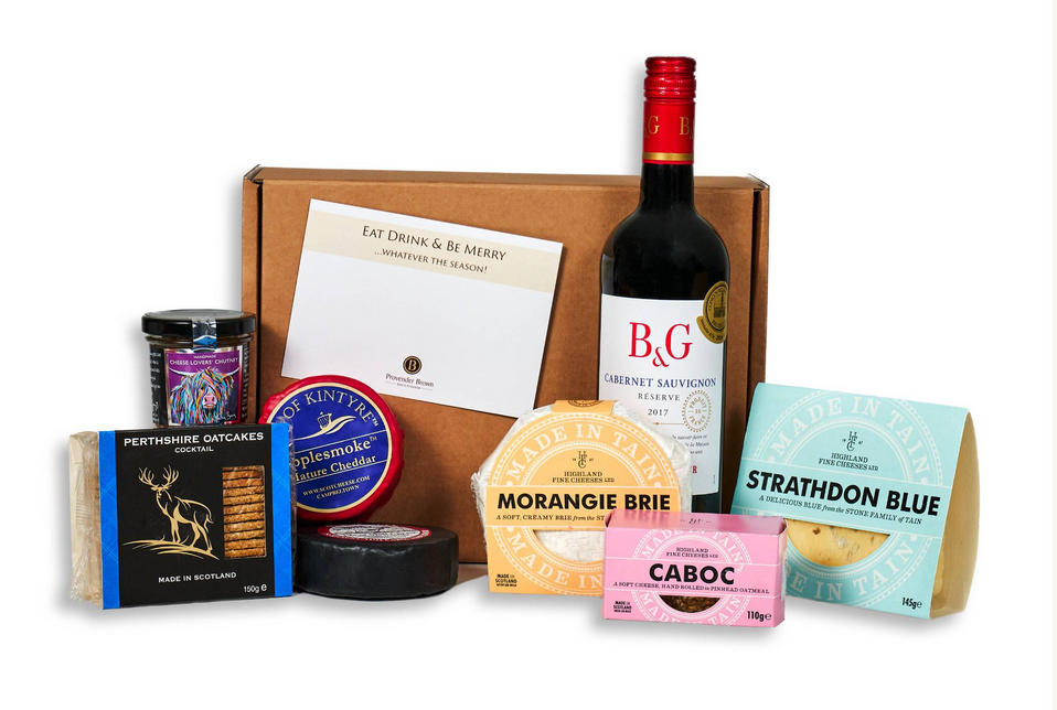 Scottish Cheese & Wine Hamper - Provender Brown